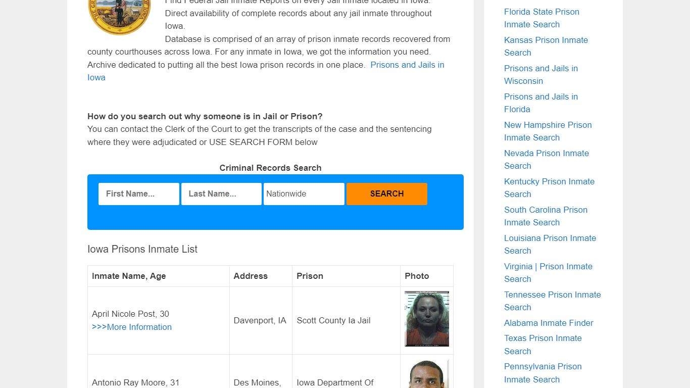 Iowa Prison Inmate Search – Locate Inmates & Criminal Records